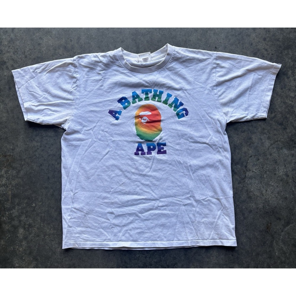 BAPE A Bathing Ape Rainbow Ape Head T Shirt Size Large Streetwear Tee